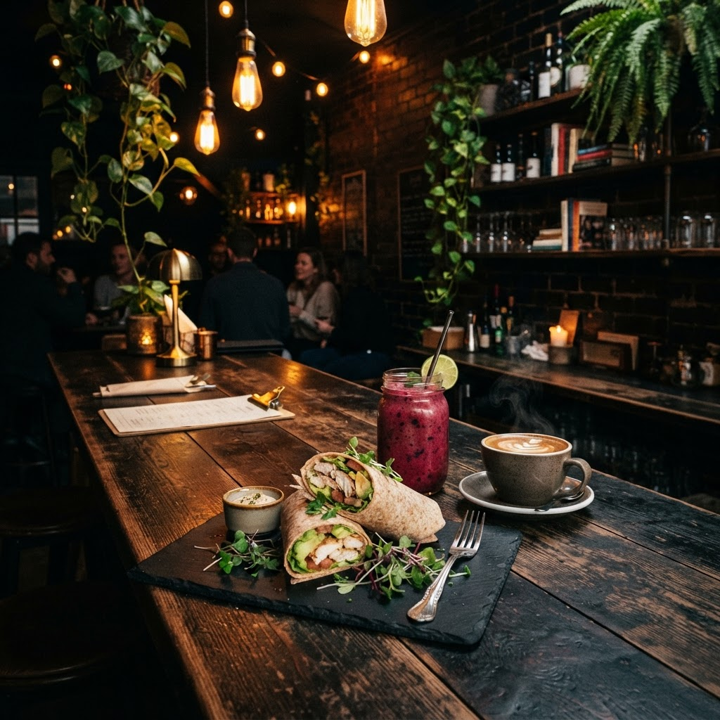Cafe Nu interior with fresh food and coffee